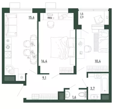 2-к кв. Воронежская область, Воронеж бул. Содружества, 6 (57.9 м)