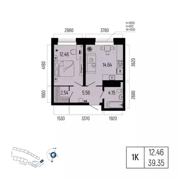 1-к кв. Башкортостан, Уфа Глумилино-1 мкр, Новатор жилой комплекс ...
