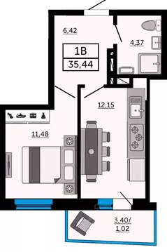 1-к кв. Ростовская область, Ростов-на-Дону Донской Арбат жилой ...