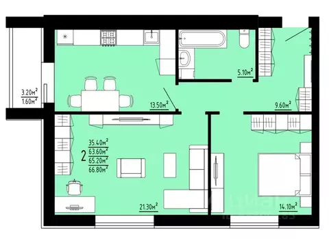 2-к кв. Мордовия, Саранск Низы жилрайон,  (65.2 м)