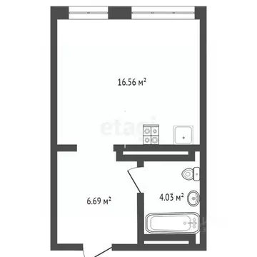Студия Тюменская область, Тюмень Ставропольская ул., 160/1 (27.4 м)