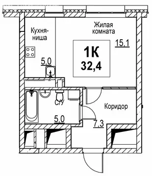 1-комнатная квартира: Нижний Новгород, жилой район Мещерское Озеро, ...