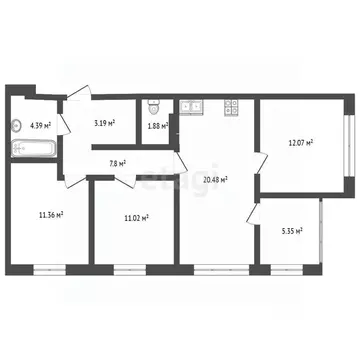 3-к кв. Калужская область, Калуга Новая ул., 47/3 (73.27 м)