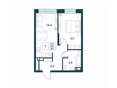 1-к кв. Забайкальский край, Чита Хороший мкр,  (38.1 м)