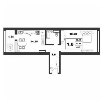 1-к кв. Новгородская область, Великий Новгород ул. Якова Павлова, 17 ...