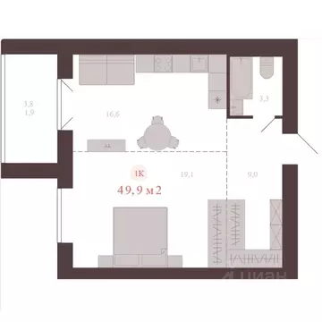 1-к кв. Алтайский край, Новоалтайск ул. Южсиба, 52А (49.9 м)