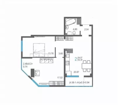 2-к кв. Крым, Ялта ул. Кирова, 155Ак1 (64.07 м)