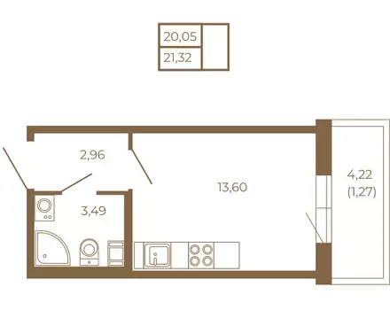 Квартира-студия: Сертолово, Златоглавая улица, 2к2 (21.32 м)