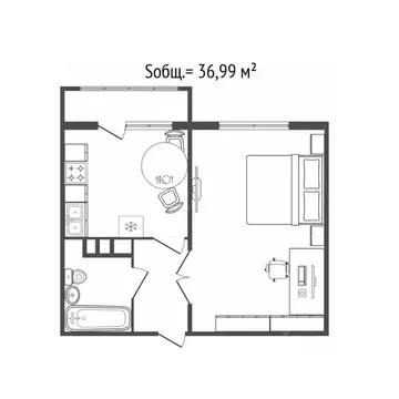 1-к кв. Брянская область, Брянск ул. Энгельса, 3 (38.0 м)