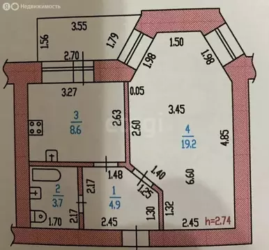 2-комнатная квартира: Барнаул, Балтийская улица, 42 (36.4 м)