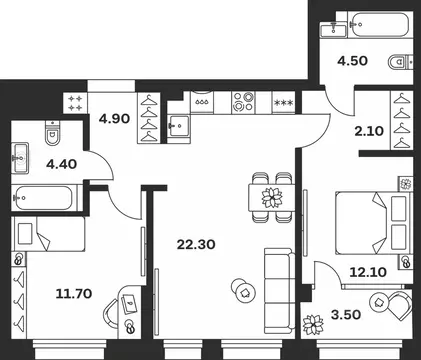 2-к кв. Тульская область, Тула ул. Михеева, 9А (65.5 м)