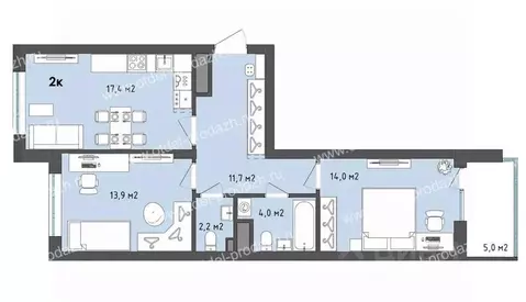 2-к кв. Воронежская область, Воронеж бул. Содружества, 1 (65.7 м)