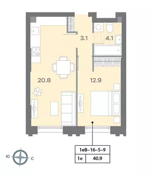 1-комнатная квартира: Москва, Ильменский проезд, 4к1 (40.9 м)