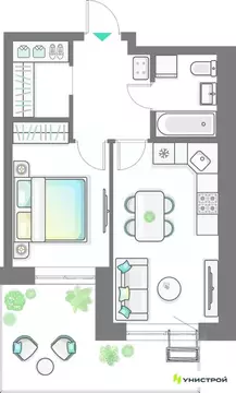 1-к кв. Татарстан, Казань Лето жилой комплекс (42.27 м)