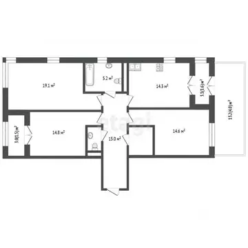 3-к кв. Тюменская область, Тюмень ул. Федюнинского, 30к6 (82.1 м)