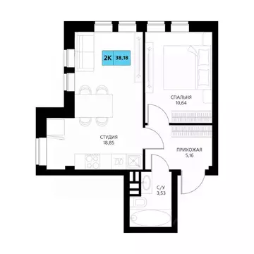 2-к кв. Дагестан, Дербент  (38.18 м)