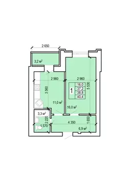 1-к кв. Саратовская область, Энгельс Новобазарная ул., 4 (40.4 м)