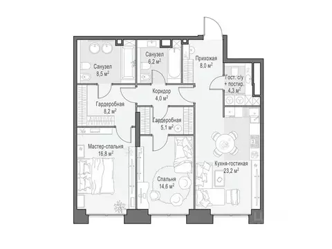 2-к кв. Москва Лайф Тайм жилой комплекс (100.0 м)
