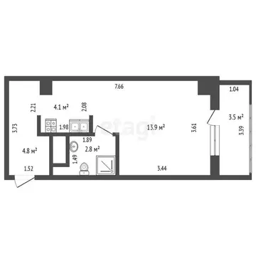 Квартира-студия: Якутск, улица Дзержинского, 51 (23.8 м)