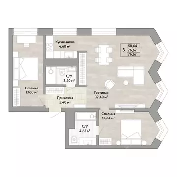 3-к кв. Хабаровский край, Хабаровск ул. Имени Лейтенанта С.В. Орлова ...