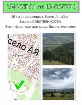 Участок в Алтай, Майминский район, Майминское с/пос  (10.0 сот.)