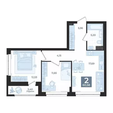 2-к кв. Свердловская область, Екатеринбург пер. Ударников, 33 (60.58 ...