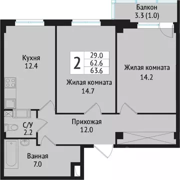 2-к кв. Ленинградская область, Всеволожск ул. Севастопольская, 2к1 ...