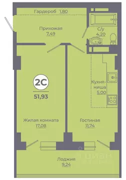 2-к кв. Ростовская область, Ростов-на-Дону Левенцовский мкр, ...