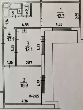 2-комнатная квартира: Пермь, Камчатовская улица, 18 (59.9 м)