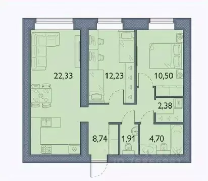 2-к кв. Брянская область, Брянский район, пос. Мичуринский, ...