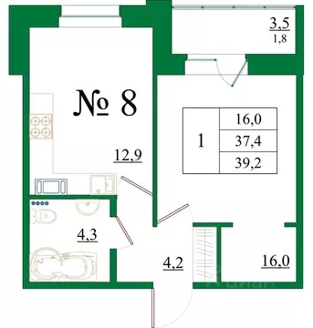 1-к кв. Ленинградская область, Гатчина Красносельское ш., 4Ак1 (39.2 ...