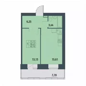 1-к кв. Красноярский край, Красноярск ул. Светлова, 12 (40.6 м)
