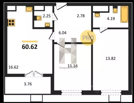 2-к кв. Пензенская область, Пенза ул. Баталина, 31 (60.62 м)