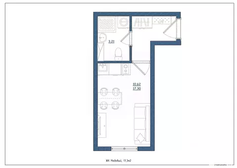 Студия Тверская область, Тверь ул. Медовая, 9к4 (17.3 м)