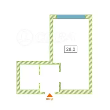 Квартира-студия: Тюмень, улица Василия Малкова, 12 (28.2 м)