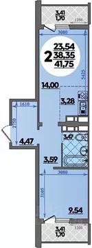 2-к кв. Ростовская область, Ростов-на-Дону ул. Костенко, 12 (41.75 м)