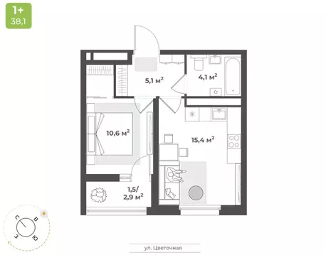 1-к кв. Тверская область, Тверь Соминка мкр,  (36.7 м)