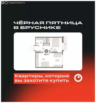 1-комнатная квартира: Екатеринбург, микрорайон Академический, 19-й ...