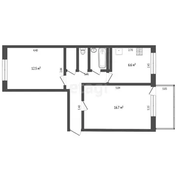 2-комнатная квартира: Тюмень, улица Пермякова, 41 (49 м)