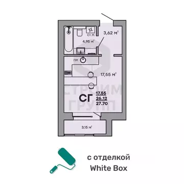 Студия Владимирская область, Ковров ул. Строителей, 43/1 (27.7 м)