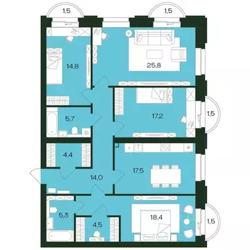 4-к кв. Чувашия, Чебоксары просп. Чебоксарский, 45к2 (129.3 м)