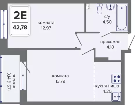 2-к кв. Пермский край, Пермь Гайва мкр,  (42.78 м)