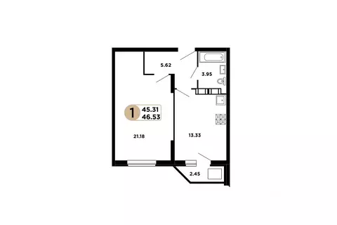 1-к кв. Самарская область, Самара Московское шоссе, 18-й км, 57 (45.31 ...