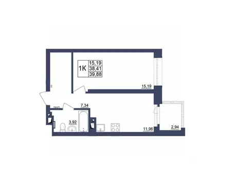 1-к кв. Башкортостан, Уфа Космос жилой комплекс, лит1 (39.7 м)