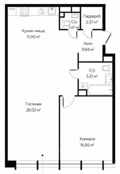 1-к кв. Москва Шереметьевская ул., 21 (75.0 м)