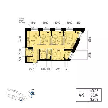 4-к кв. Башкортостан, Уфа Глумилино-1 мкр, Новатор жилой комплекс ...