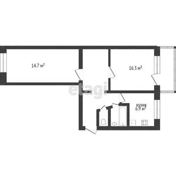 2-комнатная квартира: Златоуст, улица имени В.П. Чкалова, 5 (45.2 м)