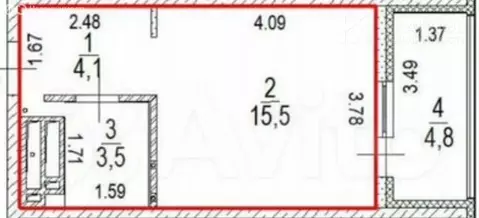 Квартира-студия: Воронеж, улица Загоровского, 1 (23.1 м)