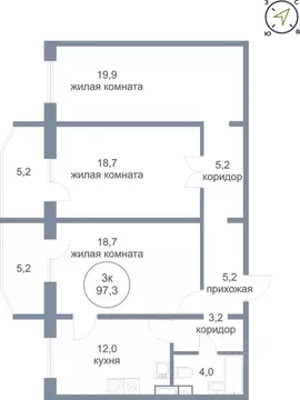 3-к кв. Ханты-Мансийский АО, Нефтеюганск 17-й мкр, 7/2 (97.3 м)