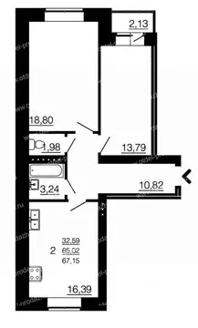 2-к кв. Воронежская область, Семилуки ул. Маяковского, 45/4 (64.1 м)